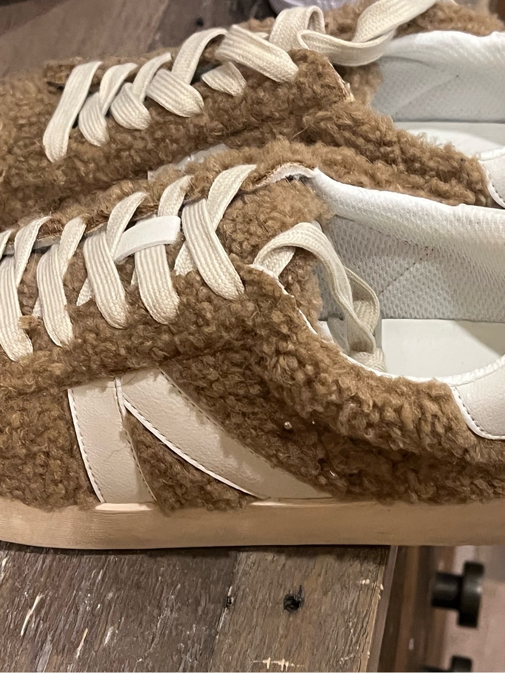 Corkys Brown and Cream Fuzzy Athletic Sneakers